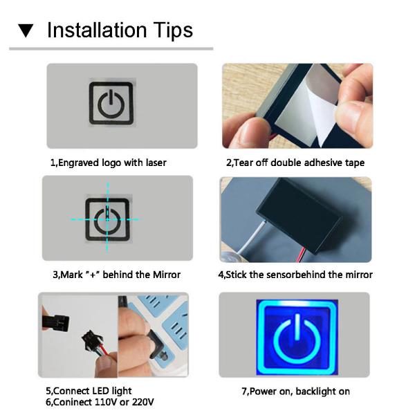 Integrated Mirror Touch Dimmer Switch 110V 240VAC for Led Mirror Defogger 12V 5A 60W