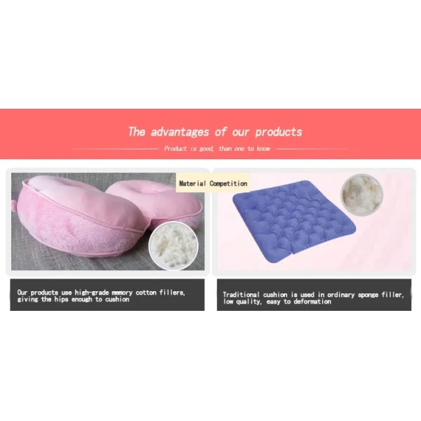 Supportive Coccyx Memory Foam Back Support Pillow for Car and Aircraft Anti-Decubitus