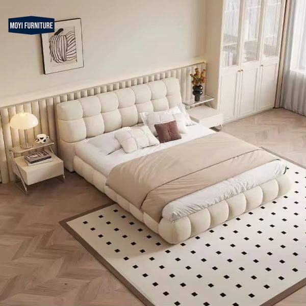 Mail Packing Y Modern King Size Bed 180x200 Italian Fabric Upholstered Wooden Minimalist Bedroom Furniture Master Frame