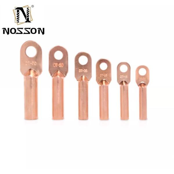 Collecting Wires Automotive 600v to 35 KV AWG Battery Tubular Cable Lug with Bell-end / Purple Copper Ring Terminal Lug Coated Tin