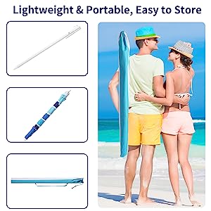 Heavy Duty High Wind Beach Umbrella Parasols Sand Anchor & Tilt Sun Shelter, UV 50+ Protection Outdoor Sunshade