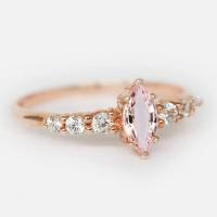 Anel de prata minimalista da joia das mulheres de Marquise Cut Pink Morganite S925 do projeto do acoplamento