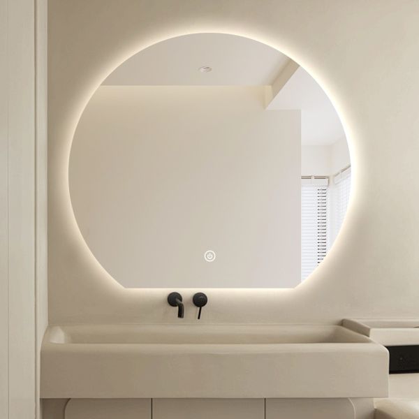 Waterproof Half Circle Backlit Mirror , Modern LED Bathroom Mirror Wall Mounted