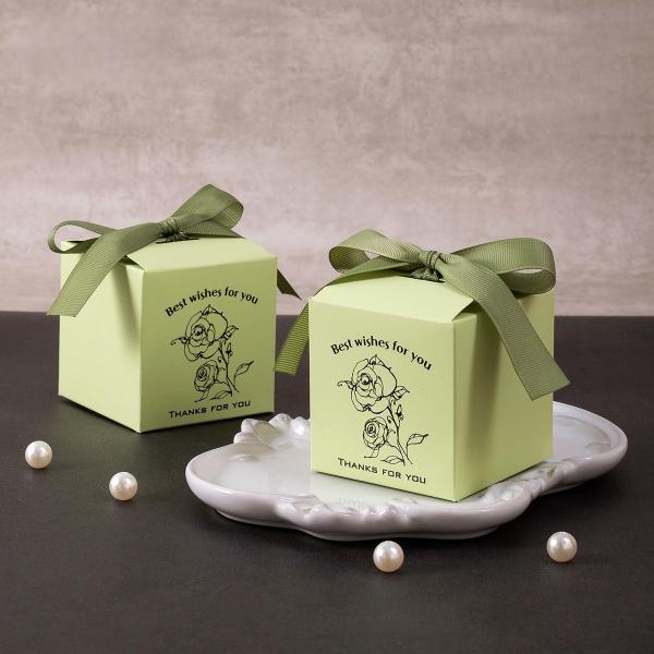 Custom Printed Sage Green Wedding Favor Gift Bags Set