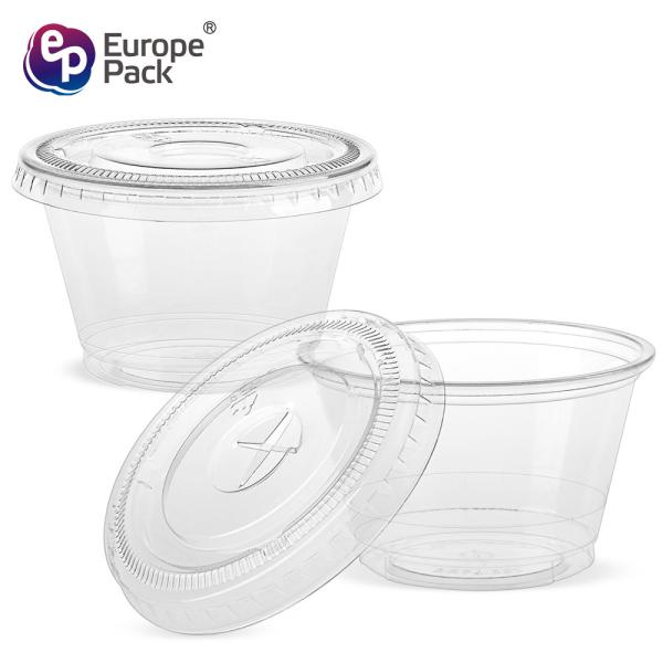 New products eco friendly transparent 120ml PET pudding cup with flat lid