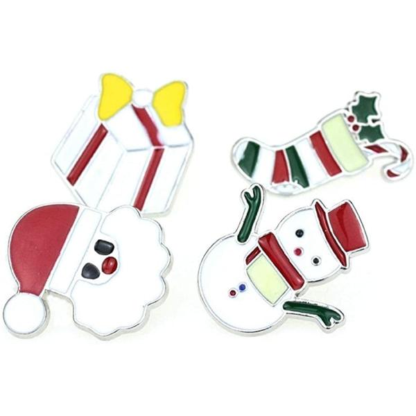 Christmas decoration metal tree Santa Claus ornament brooch lapel badge enamel pin for Xmas gift