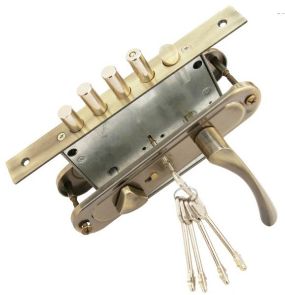 Exterior Mortise Lockset Highly Durable 5 Pin Brass Cylinder Entrance Mortise Lockset