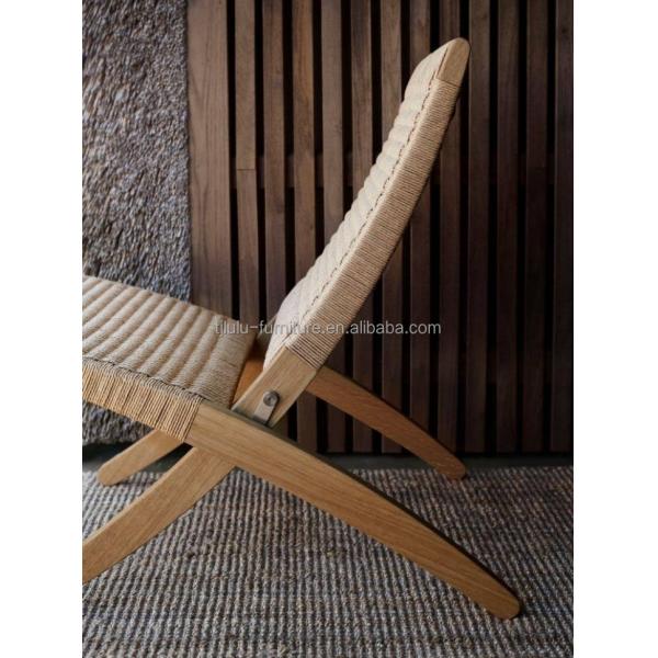 Dining Chair Nordic Lounge Solid Wood Chair Design Classical Woven Rope Non-Foldable