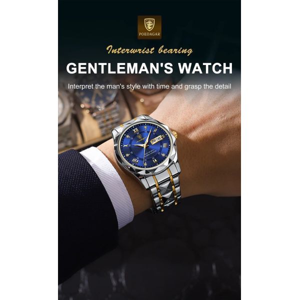 Waterproof Men's Quartz Watch with Luminous Hands and Date Display | Stainless Steel Strap, Water-Resistant - ShenZhen Wholesaler