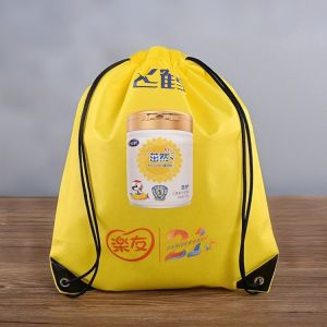 Printed Non Woven Branded Drawstring Bag Black Drawstring Backpack Gift Bags For
