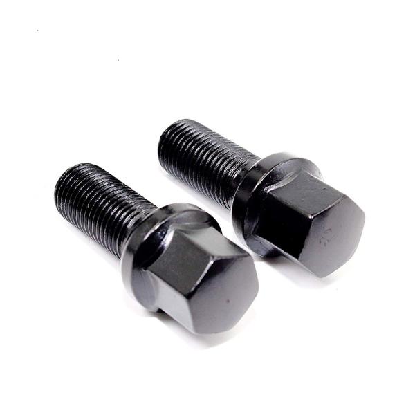 Ball Seat R12 Black Wheel Bolts For Mercedes Audi 10.9 Grade Heat Treated Steel Construction
