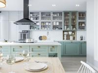 Armoire de cuisine de style quartier rond avec portes en laque acrylique ou finition en membrane PVC