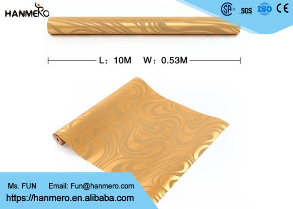 Custom Removable Contemporary Living Room Wallpaper With Golden Curve Design