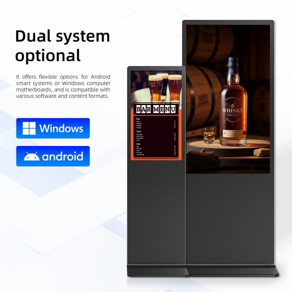 50 Inch Vertical IR Interactive Touch Screen Digital Signage Floor Standing 4K UHD Android Kiosk Display