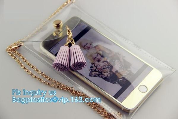 phone purse with cash holder phone case wallet with wrist coin purse, wallet with cell phone pocket, Clear PVC/Vinyl sho