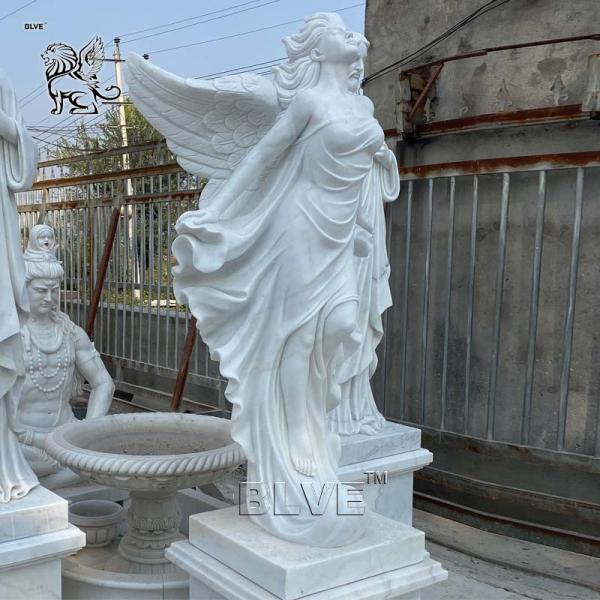 White Marble Fairy Garden Statues Angel Sculpture Beautiful Life Size Jesus Statue Estatuas Handcarved Outdoor