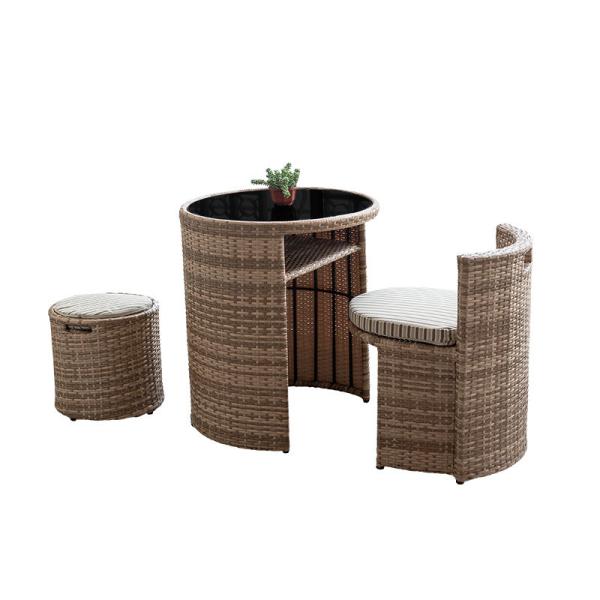 Eco Three Piece Rattan Furniture Waterproof Outdoor Dining Table And Chairs