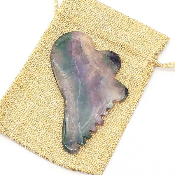 Natural Rainbow Fluorite with Colorful Gua Sha Scraping Massage Tools 95*55mm