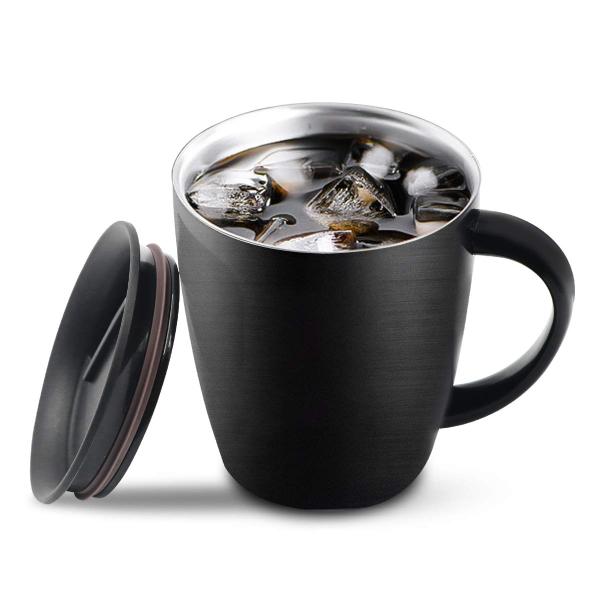 Matte Black  Stainless Steel Coffee Mugs With Handles Custom Logo