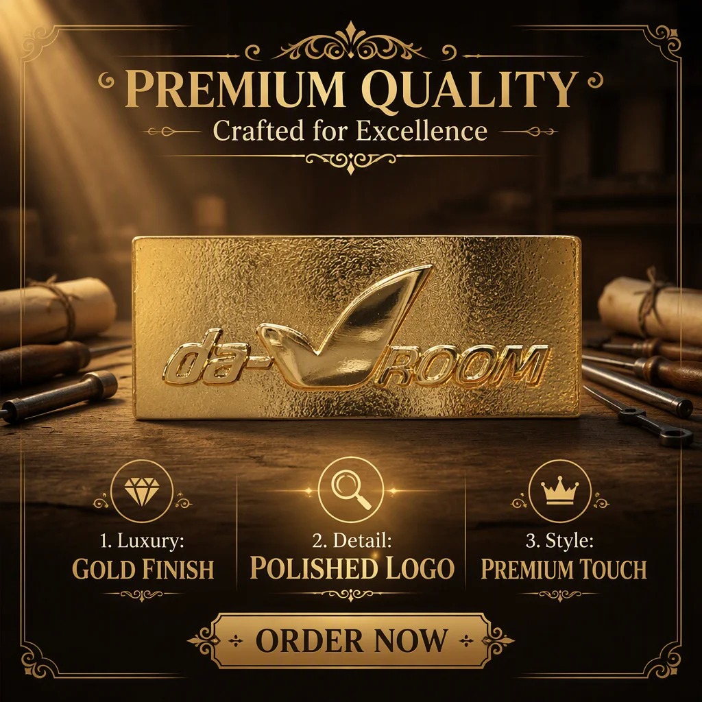 Custom Electroplated Gold Embossed Zinc‑Alloy Metal Nameplate