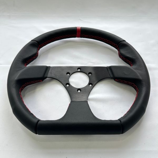 Universal 320mm D Shaped Flat Rally Car Steering Wheel Black Leather For Drifting Vehicles