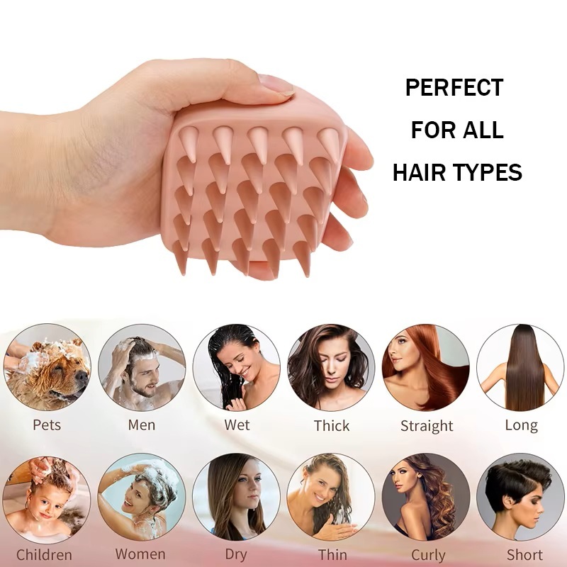 Anti Slip Compact Silicone Scalp Massage Shampoo Brush For Healthy Hair