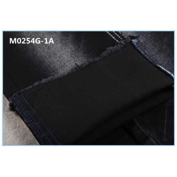 Jet Black Black 10.5 oz Cotton Slub Stretch Denim Jeans Fabric