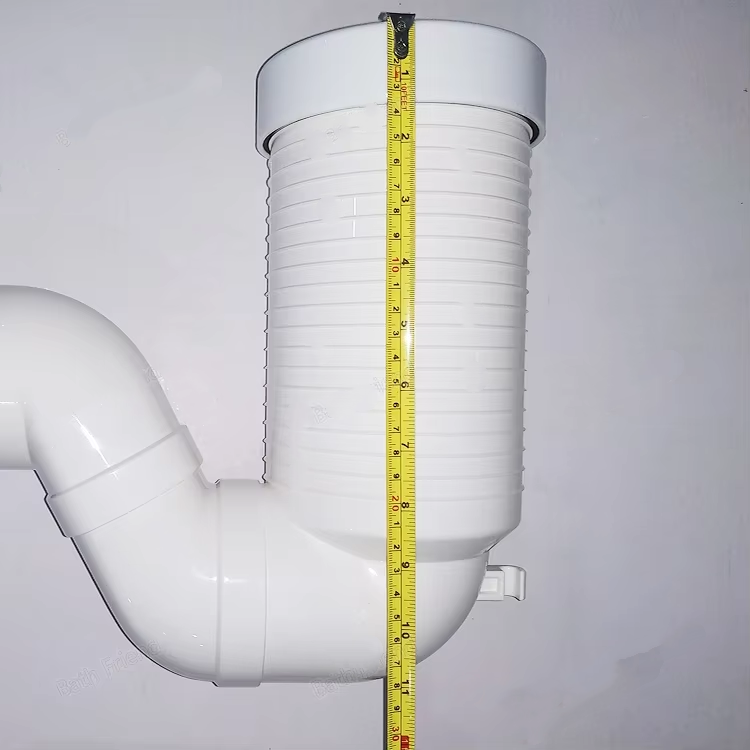 Adjustable-Length White PVC Pipe Connector, Used For Connecting WC Panel To Plastic Drainage Pipe