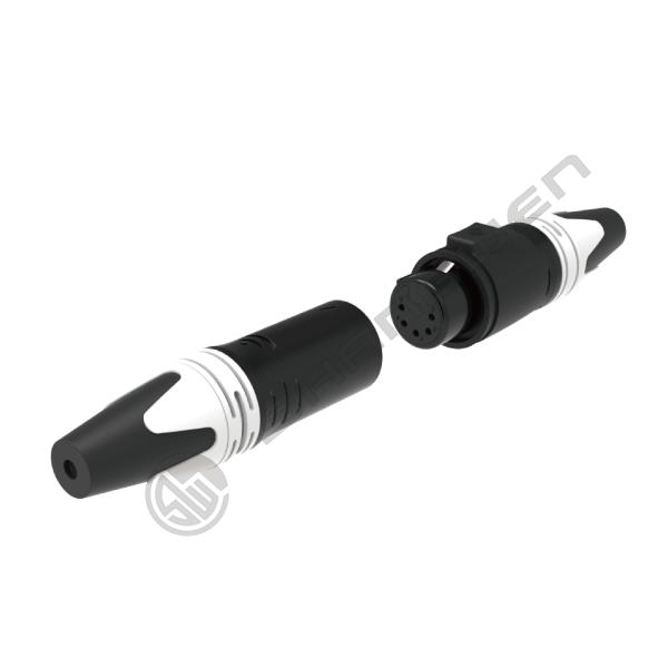 Conector de 5 pines de aleación de Cu exterior XLR para micrófono, amplificador, mezclador de audio, impermeable IP65