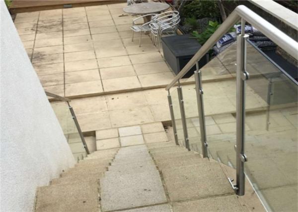 Side Mount Glass Balustrade Stainless Steel Handrails , Steel And Glass Stair Railing