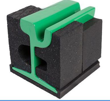 Almohadillas de goma ranuradas negras para vías férreas 45/66mm