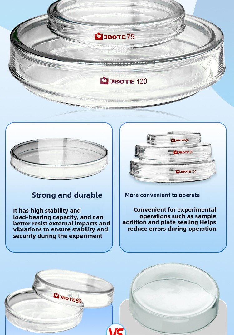 Sodium Calcium Glass Petri & Cell Bacterial Culture Dishes High Temperature Resistant Large Capacity