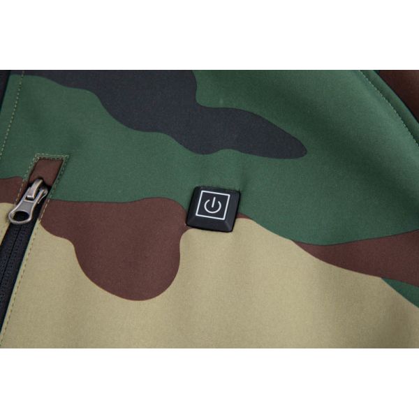 Heated Camo Jacket with USB Heating Ready Windproof Softshell and Fleece Lined for Hunting