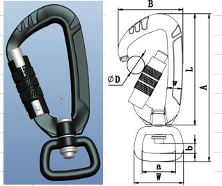 Сверхмощное алюминиевое взбираясь Carabiner щелкает крюки для располагаться лагерем,