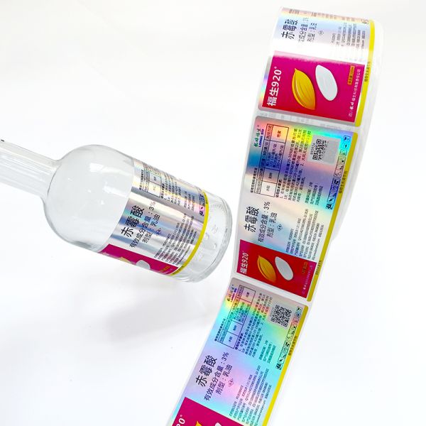 Custom Printing Vinyl Plastic Sticker Hologram Laser Cosmetic Silver Fragrance Adhesive Label Sticker for Glass Bottle