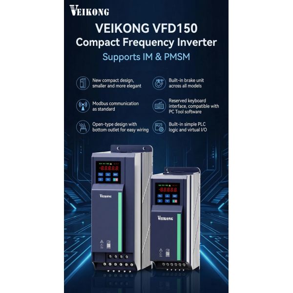 Space‑Saving VFD150 Drive 0.75kW–18kW 220V/380V
