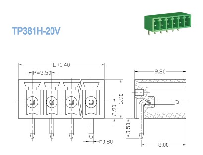 Pitch 3.50mm 8A Plug In Terminal Blocks PCB Right Angle Quick Connect