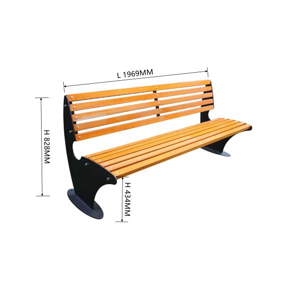 Outdoor Metal Frame Wooden Garden Bench With Sandblasting Zinc Spraying