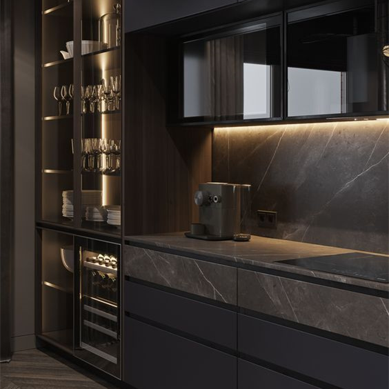 Luxury Corner Glass Kitchen Display Cabinets Ready To Assemble Modern Storge Lacquer Cabinets Kitchen