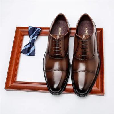 Genuine Leather British Lace Up Men'S Formal Dress Shoes Oxford No-Slip Business Shoes
