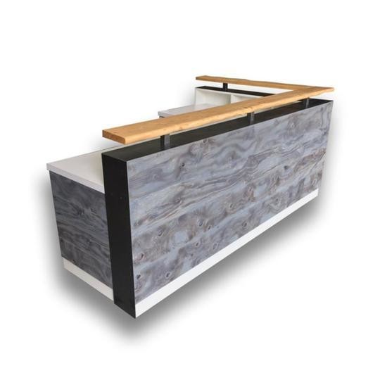 Wooden L Shape Check Out Counter for Office Reception Desk Customized Design