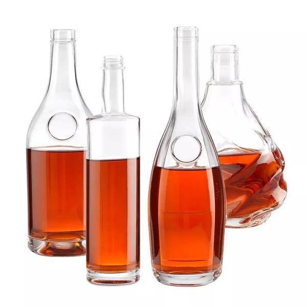 Collar de alumínio plástico PP 500ml 700ml 750ml Garrafa de vidro para Brandy Vodka Whiskey Gin