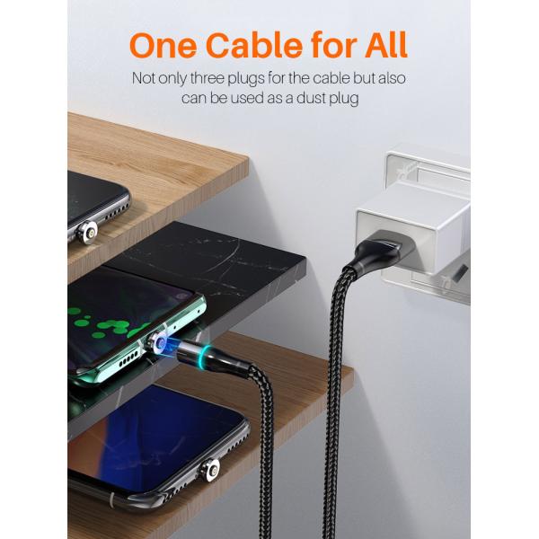 8000 Times 5A Magnetic USB Fast Charging Cable Nylon Braided Line