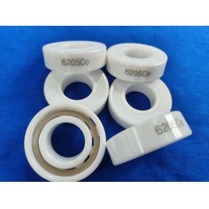 6205 Full Zirconia Ceramic Ball Bearing with P6/P5 Grade Precision PTFE Cage and Seals HIP Sintering ZrO2