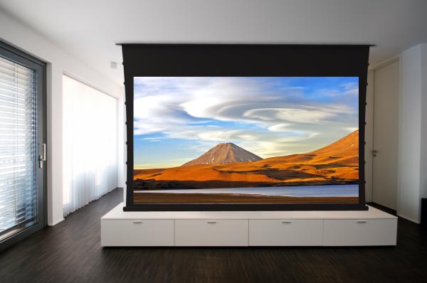 150''  Tensioned Ceiling Recessed Motorized Projection Screen With Remote Control