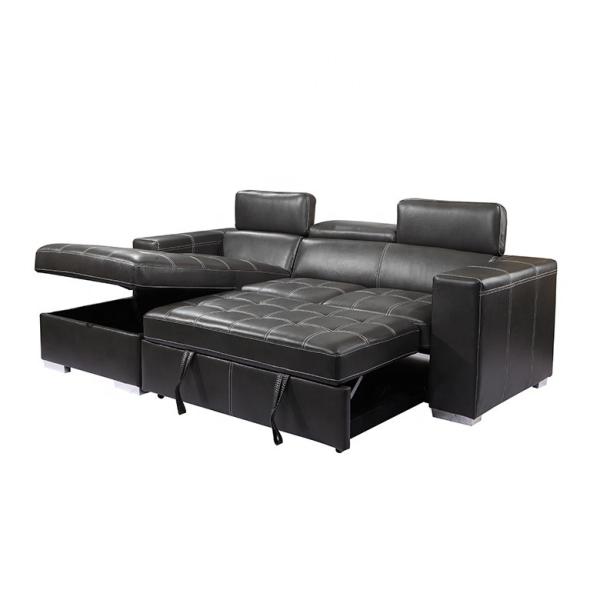 Hot sale Cheap 2P+chaise+ottoman with storage sectionals sofa bed Leather couch Living room sofa L shaped sofa furniture