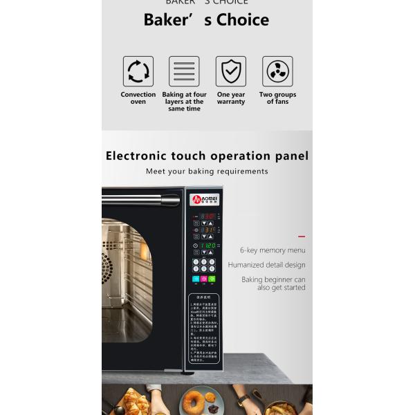 Stainless Steel Digital Glass Countertop Convection Oven for Bakery Bread Production