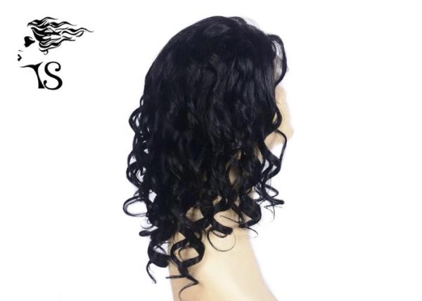 Natural Full Lace Loose Wave Human Hair Wig , Black Curly Lace Wig Human Hair