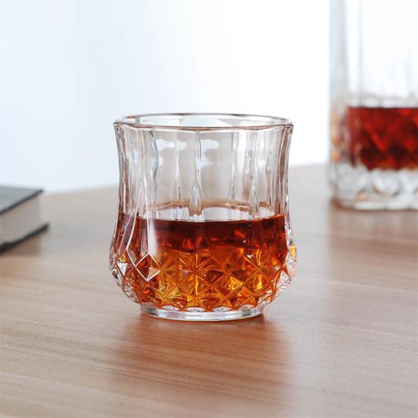 Old Fashioned 10oz Vintage Whiskey Glasses With Embossed Diamond Pattern