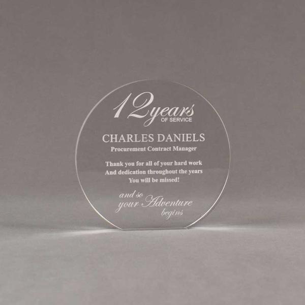 5'' Diameter Round Clear Blank Acrylic Plaque With Stand Customized Engraving Event